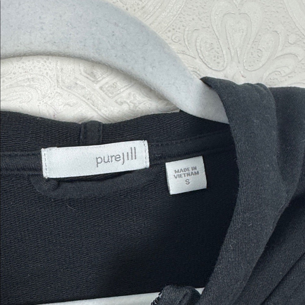 Pure Jill Black Zip Hoodie Small Pima Cotton Blend Lightweight Hooded Jacket‎ - Picture 4 of 6